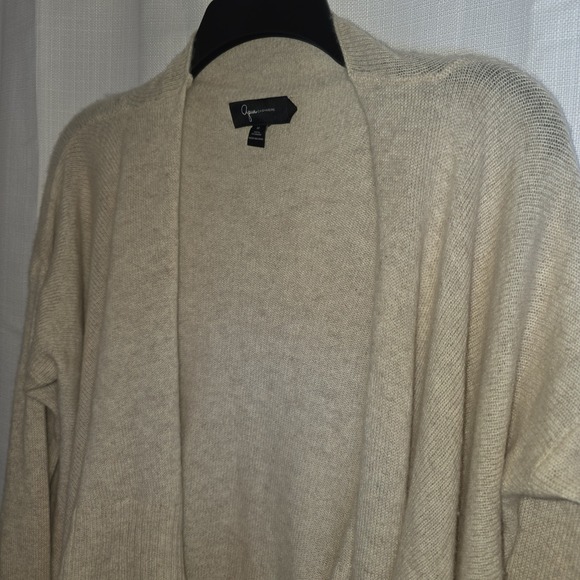 AQUA Cashmere Draped Open Front Cardigan Sweater Size M Wheat Long Sleeve Knit - Picture 4 of 10